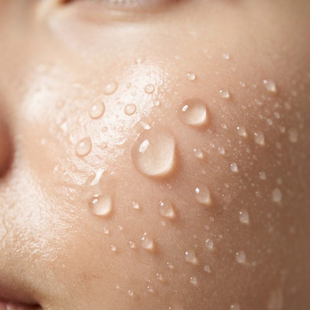 Macro close-up of glossy serum texture on skin