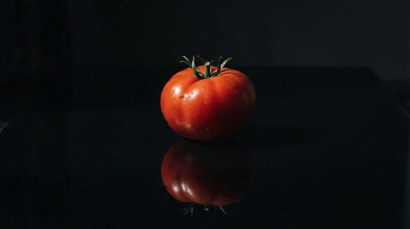 Tomate sur fond noir